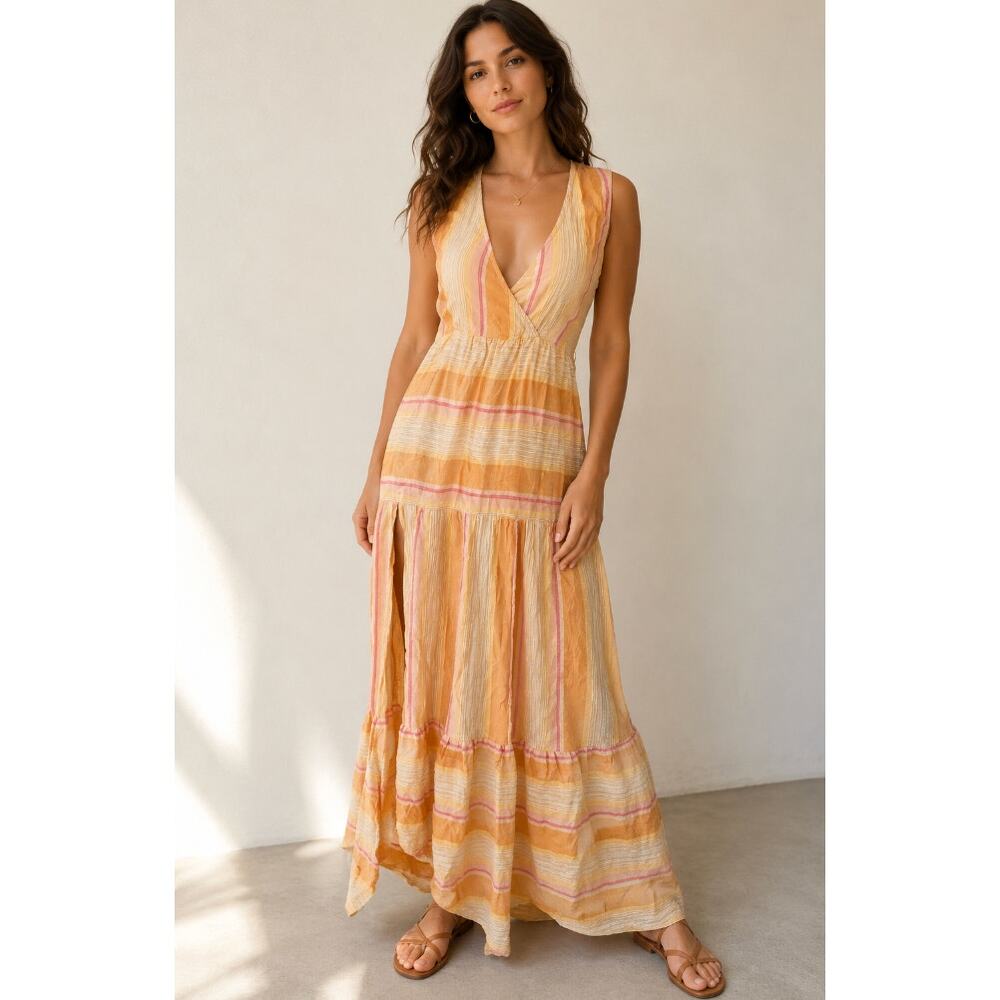 L*Space Clara Anthropologie Maxi Coverup Dress Yellow Small
